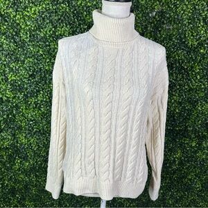 Nwt bobi Cream Cable Knit Turtleneck Sweater